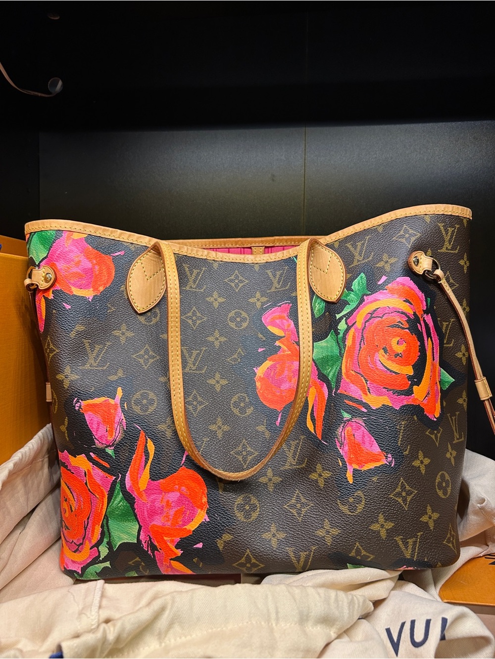 Louis Vuitton Monogram Rose Neverfull MM Limited Edition Stephen Sprouse Roses